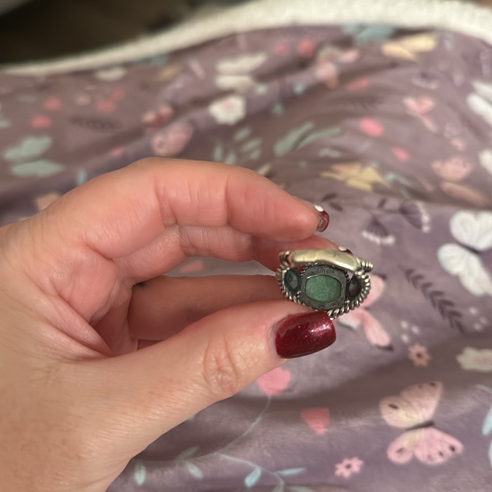 American west turquoise gem sterling silver ring size 8 - Picture 6 of 8